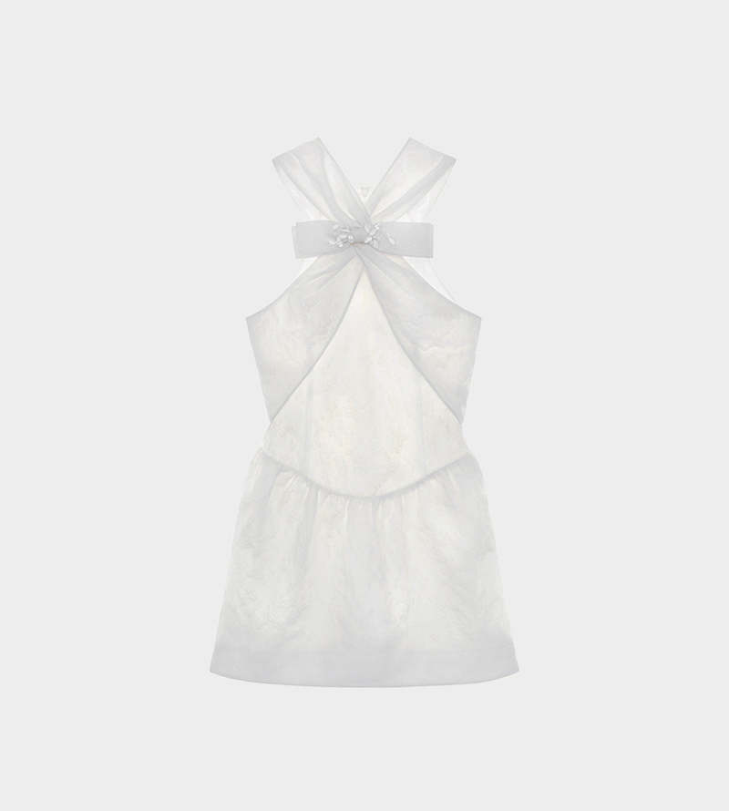 SHUSHU/TONG shushutong ホワイトミニワンピース 半袖 SHUSHUTONG White Asymmetric Minidress (BRAND | Depop