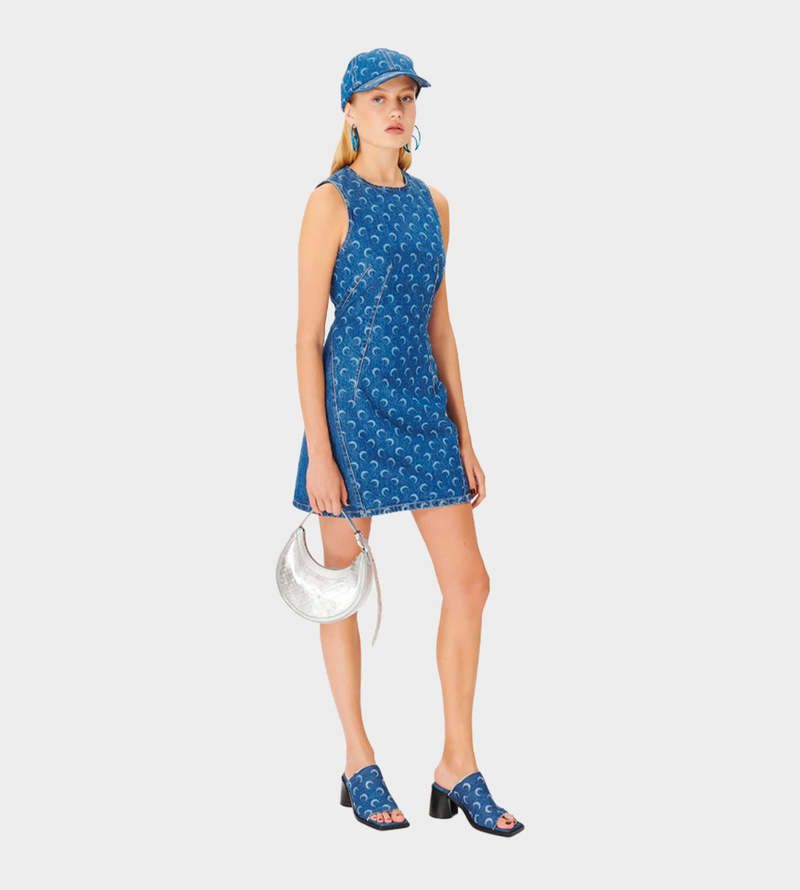 【MARINE SERRE】 Deadstock Denim Mini Dress（送料込み） MARINE SERRE】 Deadstock Denim Mini Dress（送料込み