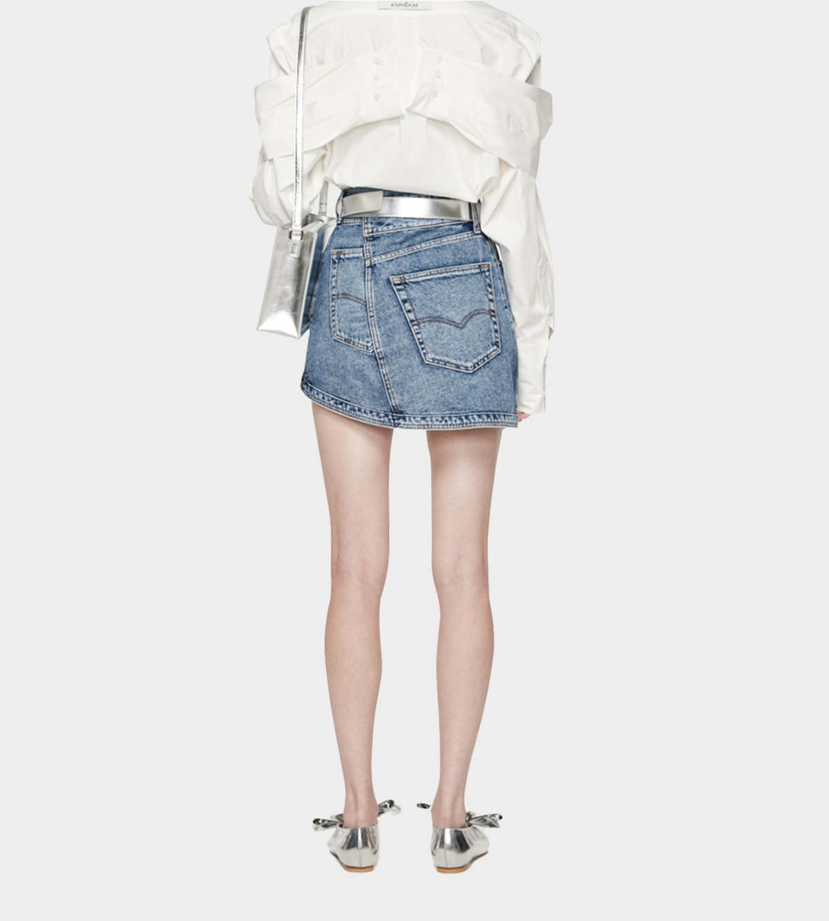 ☆Denim Reformed Mini Skirt/KIMHEKIM☆ Denim Reformed Mini Skirt (Blue) - KIMHĒKIM