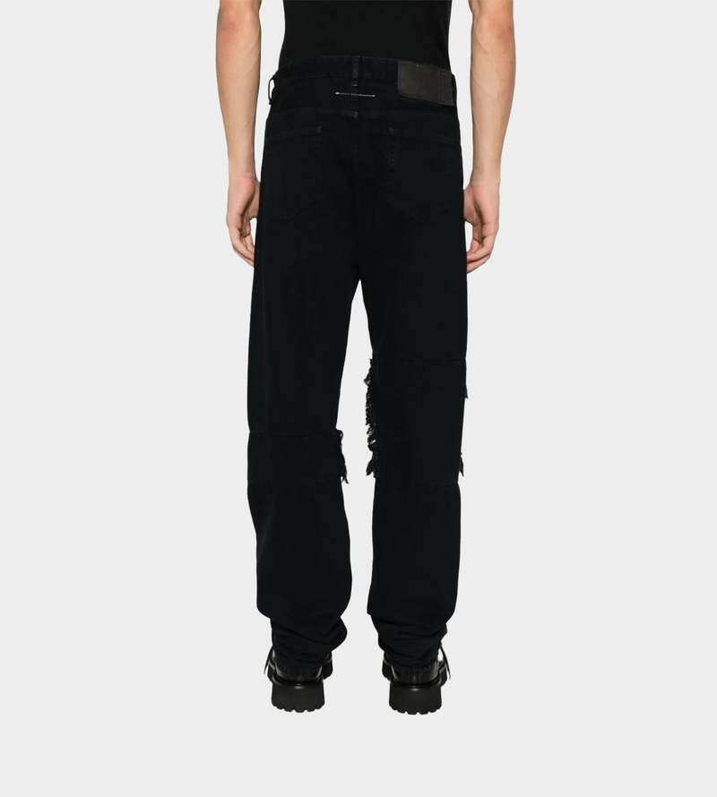 MM6 Maison Margiela Distressed Knee Slim Jeans - Black