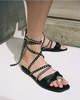 WDLT117 Ellery Lepore Lace Up Gladiator Sandals - Black - Thumbnail 1