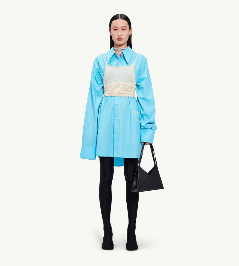 MM6 Maison Margiela Layered Slip Shirt Dress - Turquoise