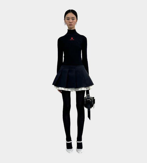 Shushu/Tong Logo Front Mock Neck Sweater - Black