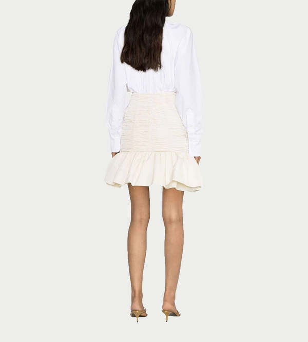 パトゥ PATOU Ruched faille miniskirt ホワイト Patou Puffy Mini Skirt in Tapioca Recycled Faille — UFO No More