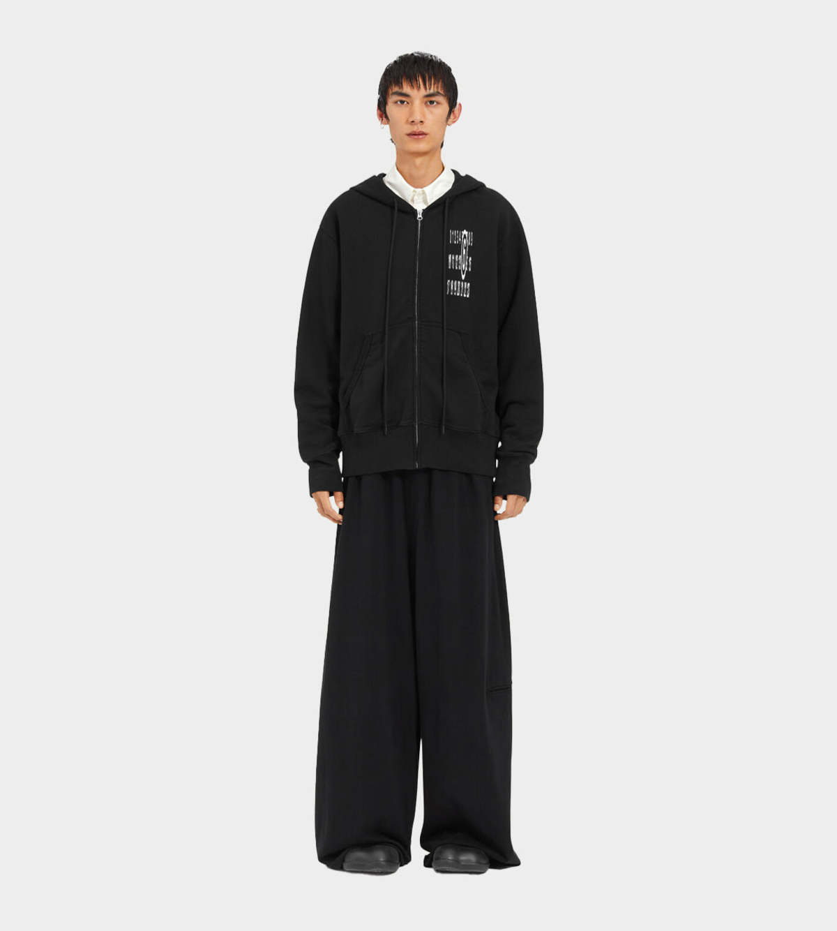 MM6 - MM6 フーディ Printed Zip-up Hoodie Black | The Webster