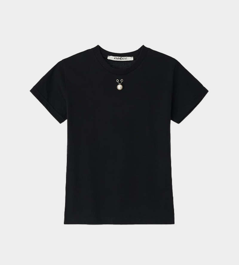 ☆ONE PEARL PIERCING T-SHIRT/KIMHEKIM☆ KIMHEKIM One Pearl Piercing T-Shirt - Black | Garmentory