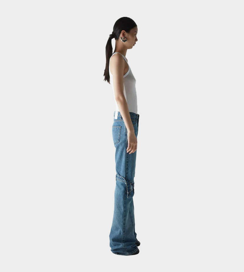 デニム・ジーパン COPERNI 'Open Knee' jeans Blue COPP55252 Coperni Open Knee Jeans - Washed Blue | Garmentory