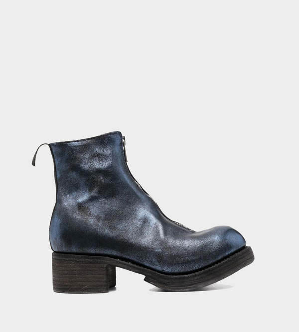 Guidi PL1WZ Stacked Heel Front Zip - Blue Foil