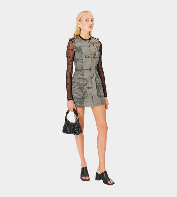 slim fit dress slacks Grey Camo Dress – Remembering Ruth Company main image 1