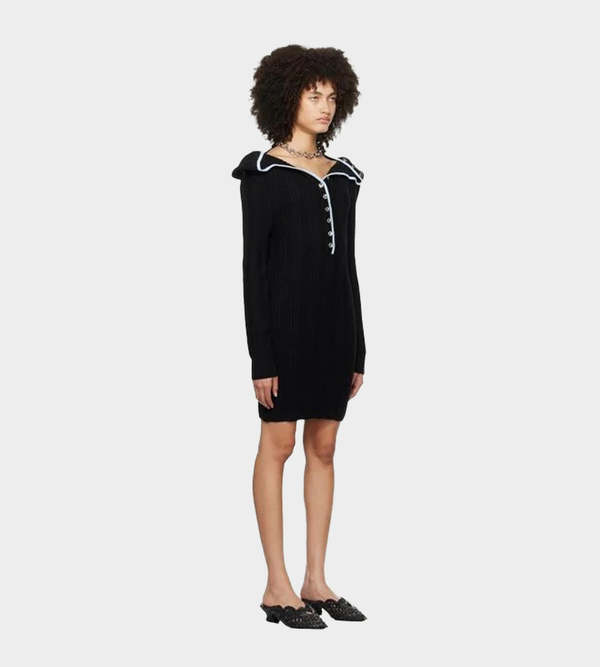 Y/project Ruffle Necklace Knit Mini Dress - Black Y/project Ruffle Necklace Knit Mini Dress - Black