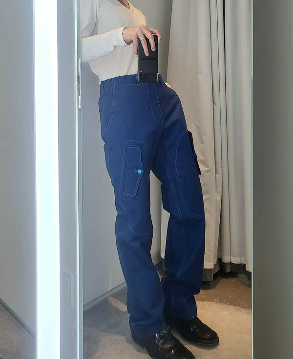 Sies Marjan Eshaan Cotton Canvas Cargo Pant - Lapis Blue
