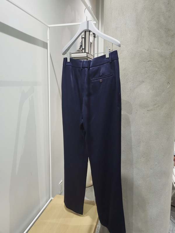 Sies Marjan Twill Satin Straight Leg Pant - Navy