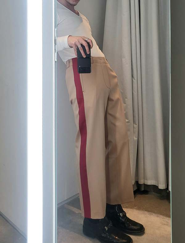 Sies Marjan Orion Pressed Wool Side-Stripe Pant - Beige