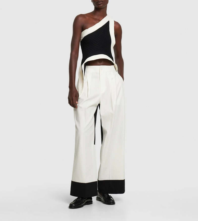 Issey Miyake Square One Pants - White/Black | Garmentory
