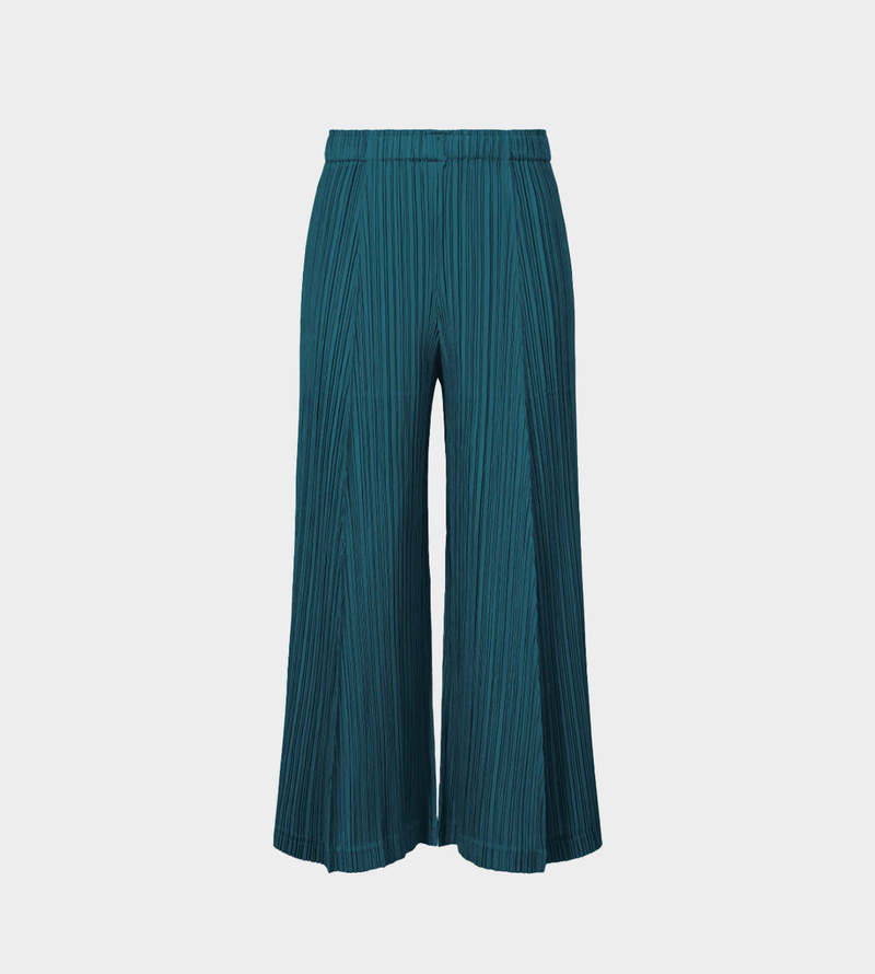 Pleats Please by Issey Miyake Thicker Pleat Wide Crop Pants - Blue  
