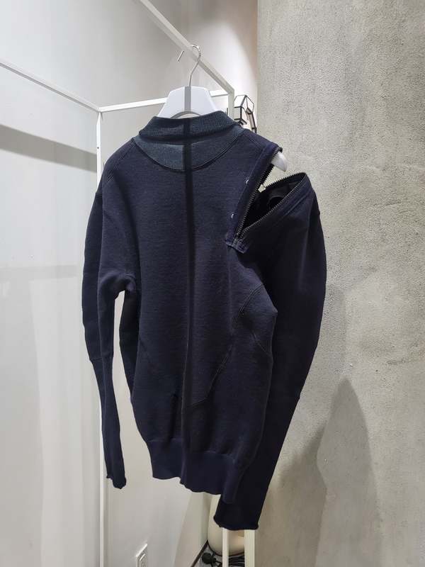Toga Pulla Pile Knit Zip Pullover - Navy | Garmentory 