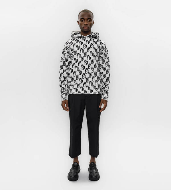 we11done WD1 Graphic Knit Hoodie - Ivory | Garmentory