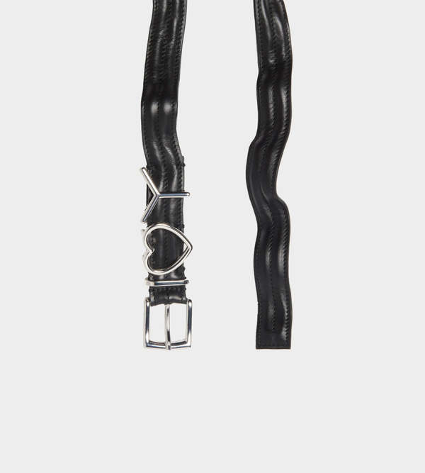 Y/project Wire Y Heart Belt 25MM - Black/Silver | Garmentory