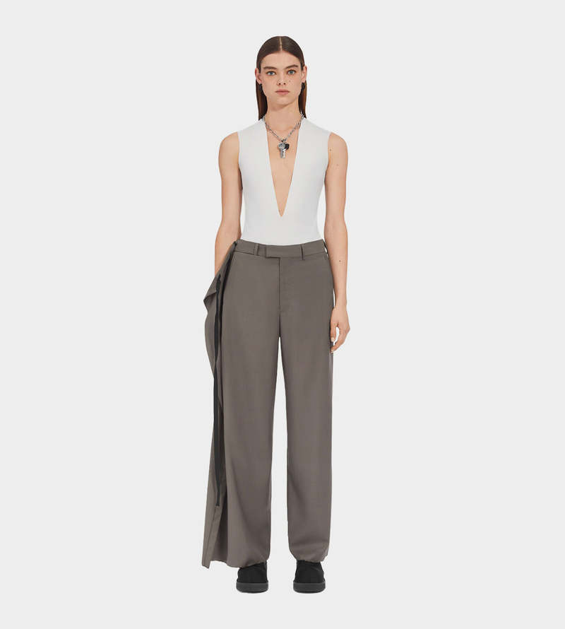 MM6 Maison Margiela Wrap Wool Trousers - Grey | Garmentory