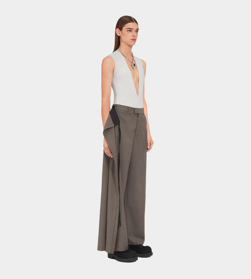 MM6 Maison Margiela Wrap Wool Trousers - Grey | Garmentory
