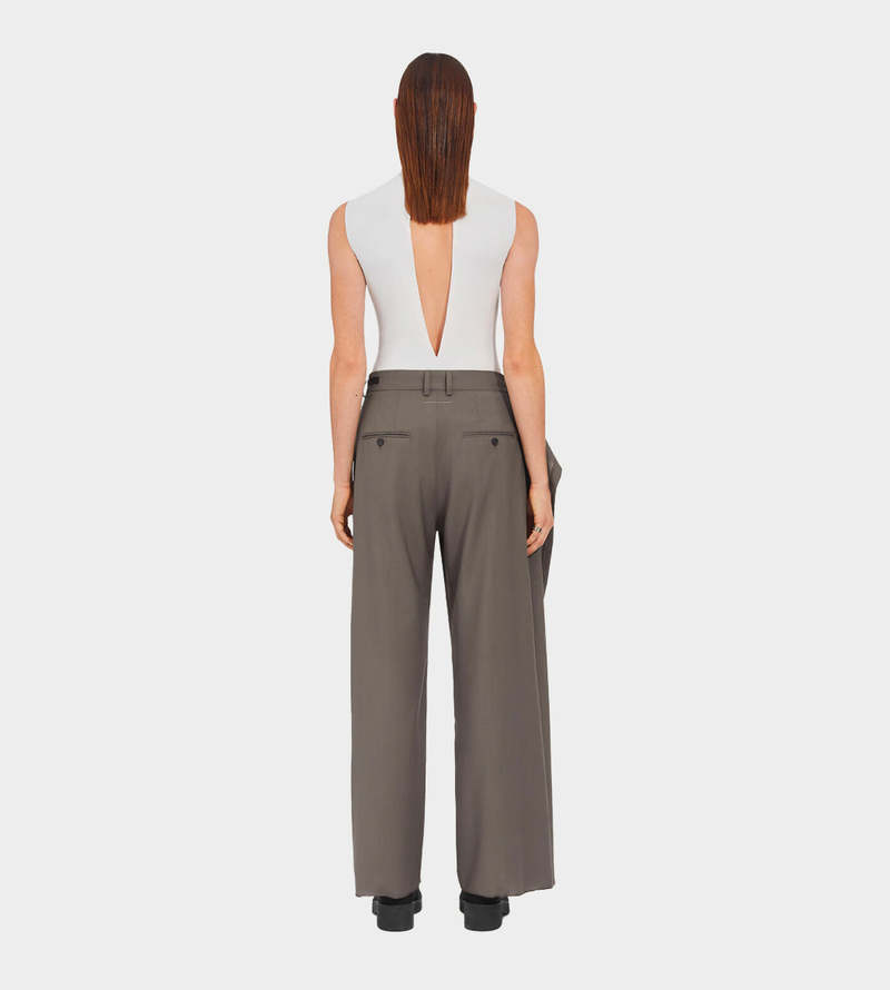 MM6 Maison Margiela Wrap Wool Trousers - Grey | Garmentory