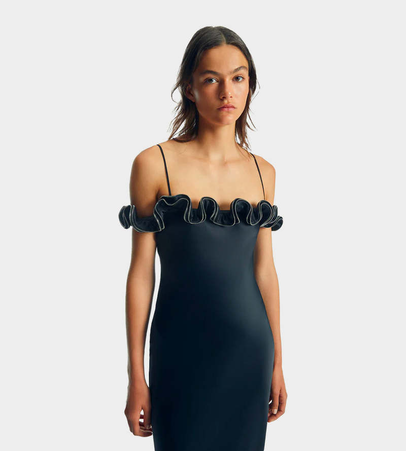 Coperni Zip Ruffle Dress - Black Coperni Zip Ruffle Dress - Black