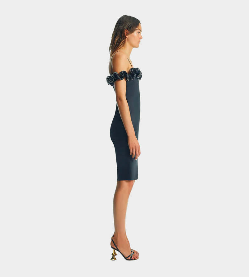 Coperni Zip Ruffle Dress - Black Coperni Zip Ruffle Dress - Black
