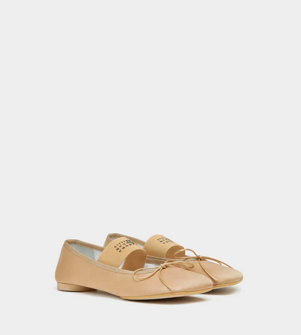 MM6 Maison Margiela Atomic Satin Ballerina Shoes - Beige | Garmentory