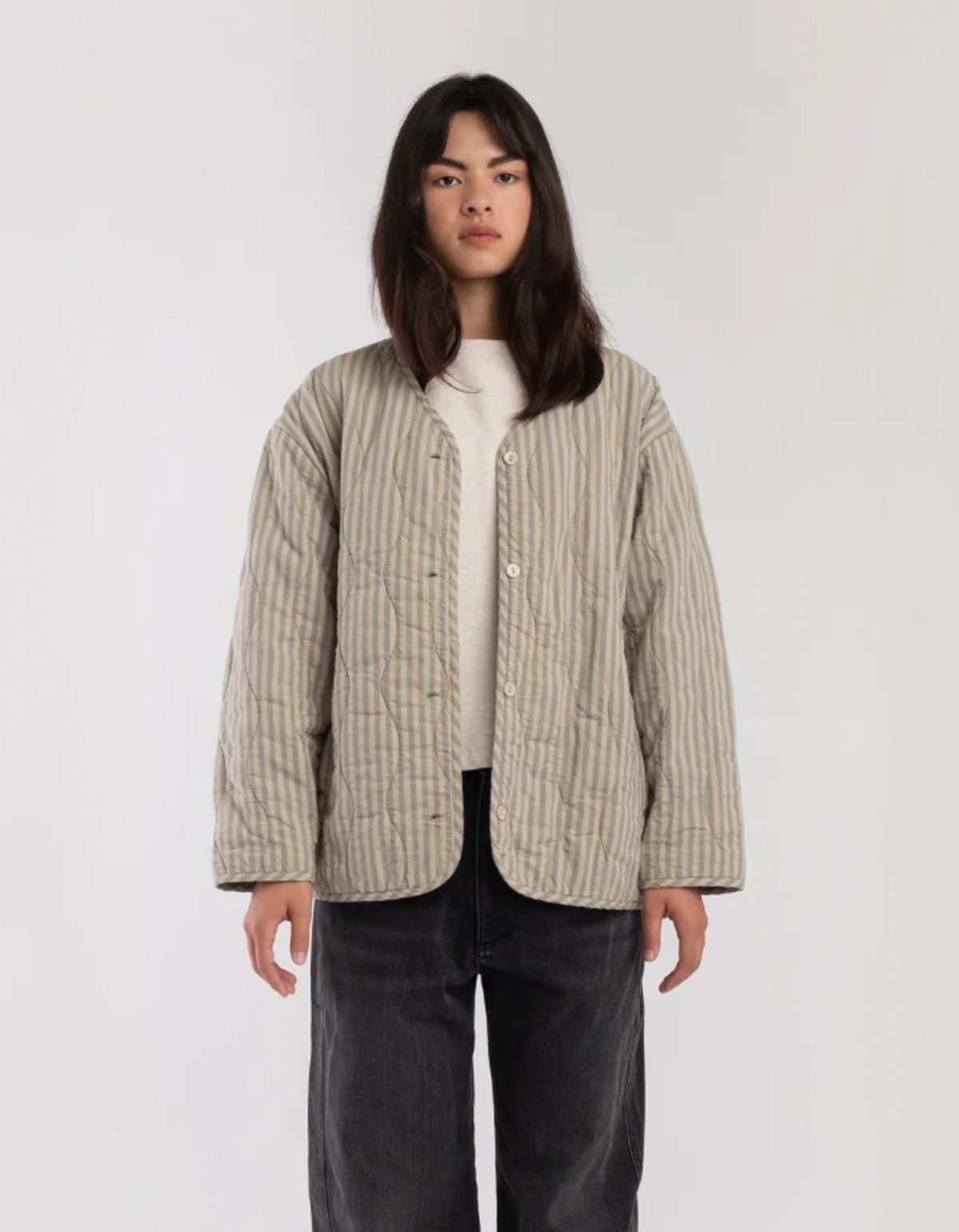 Micaela Greg Quilted Liner - Muted Stripe - Image 1 of 4