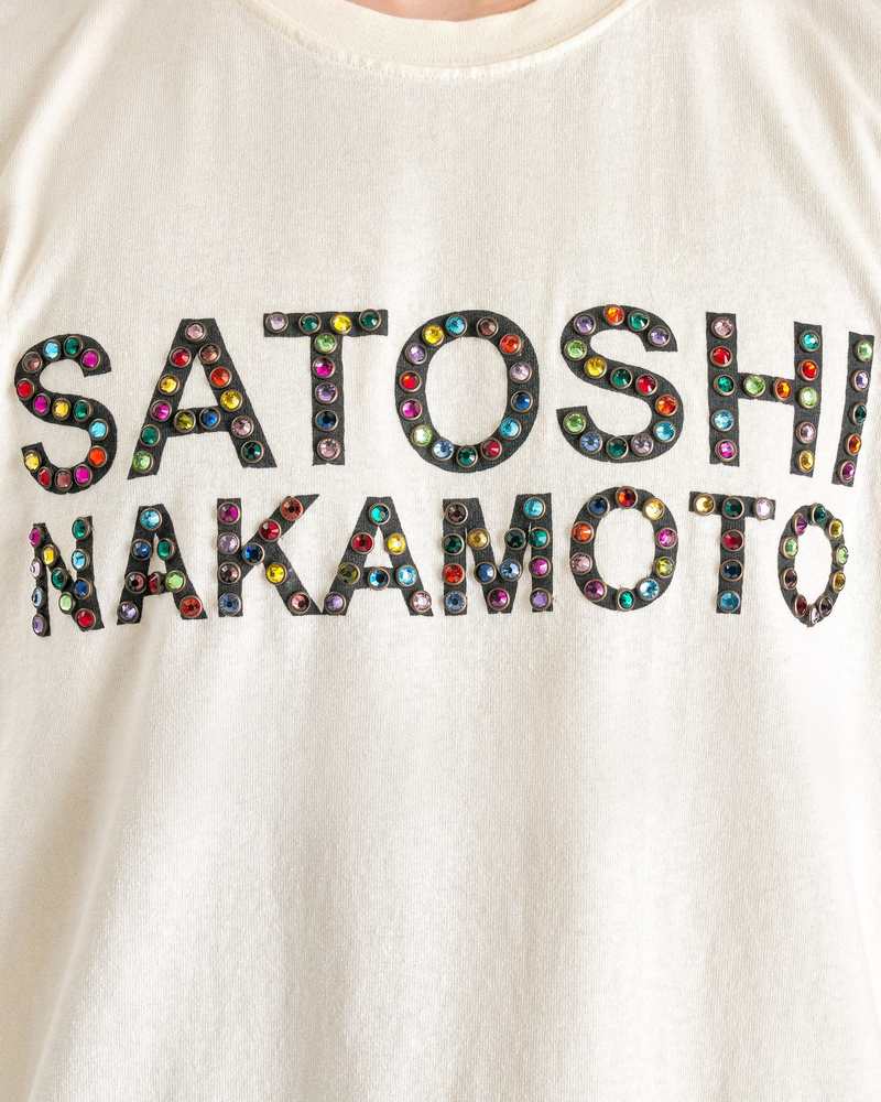 SATOSHI NAKAMOTO STUDS TEE スタッズシャツ Satoshi Nakamoto - Studded Logo T-Shirt in Washed Black – SVRN