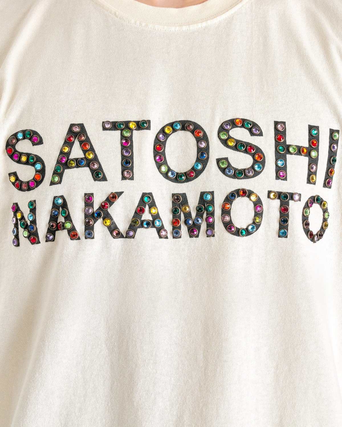 Satoshi Nakamoto Studded Logo T-Shirt - Dirty White | Garmentory