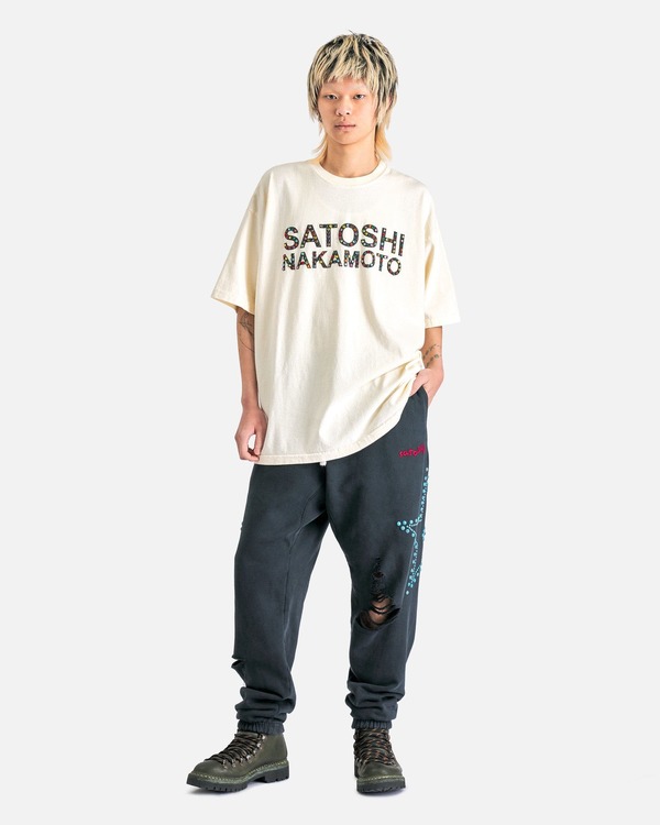 Satoshi Nakamoto Studded Logo T-Shirt - Dirty White | Garmentory