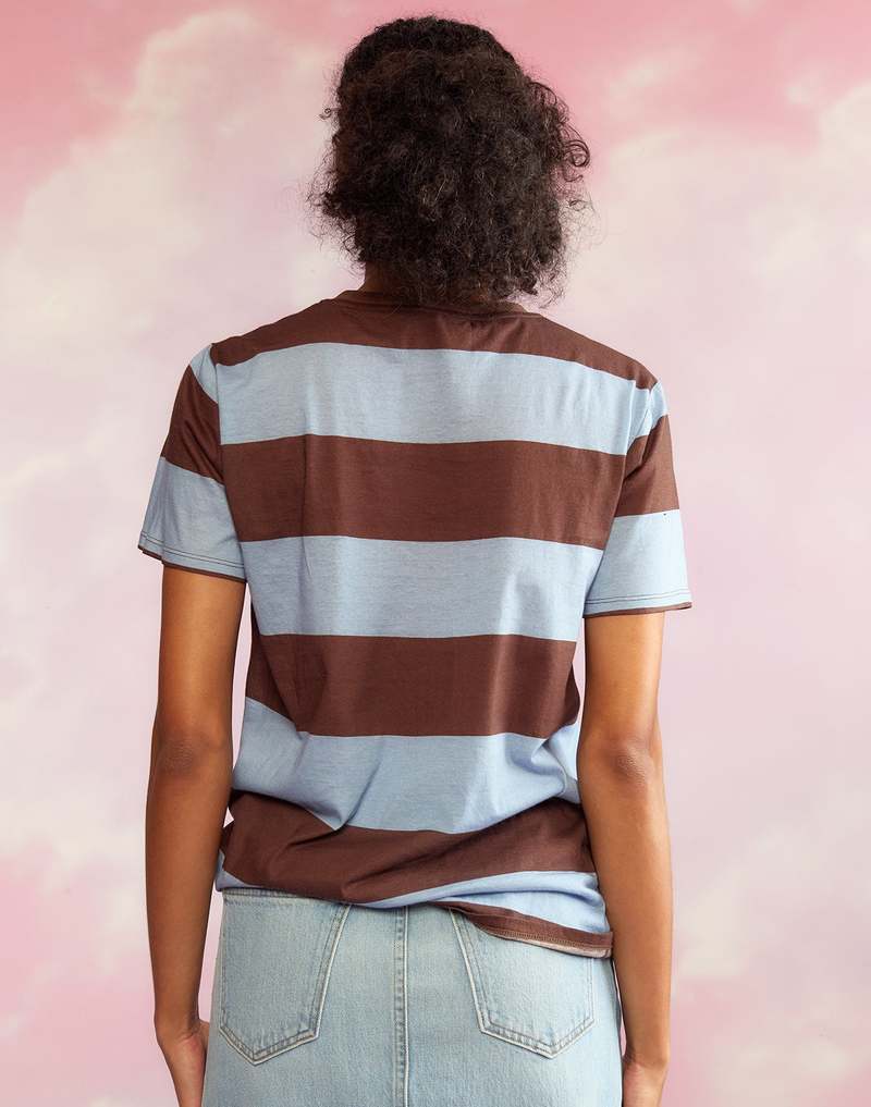 Cynthia Rowley Everyday Striped Tee - Blue/Brown Stripe Cynthia Rowley Everyday Striped Tee - Blue/Brown Stripe