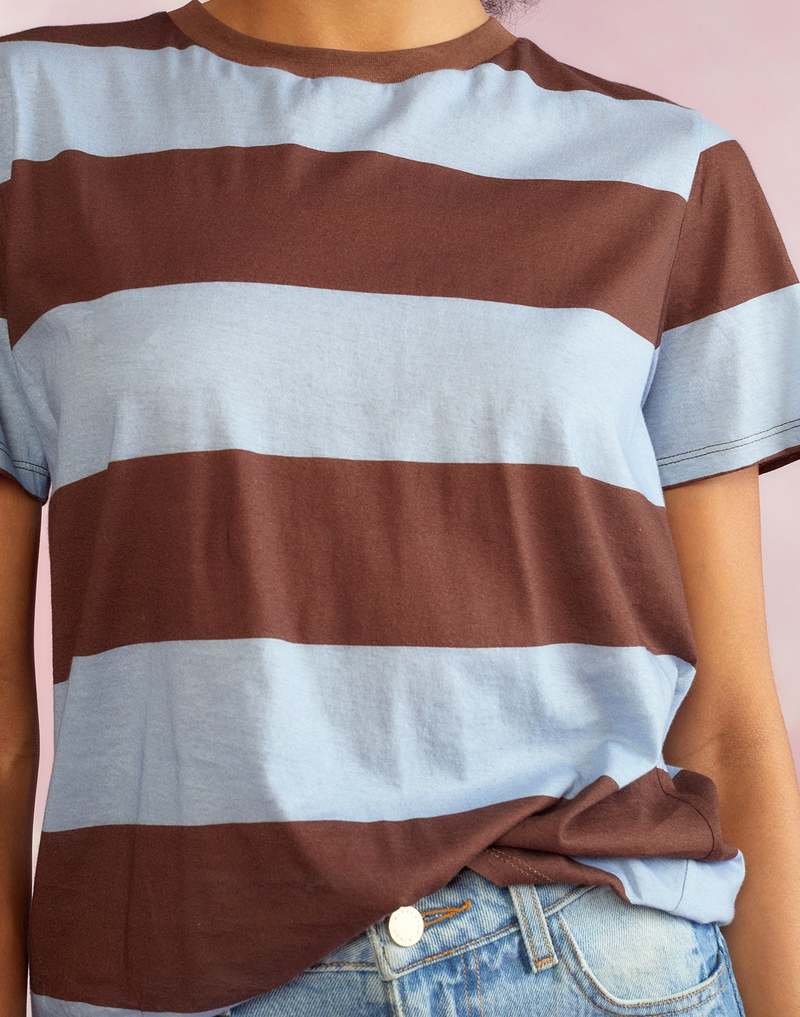 Cynthia Rowley Everyday Striped Tee - Blue/Brown Stripe Cynthia Rowley Everyday Striped Tee - Blue/Brown Stripe