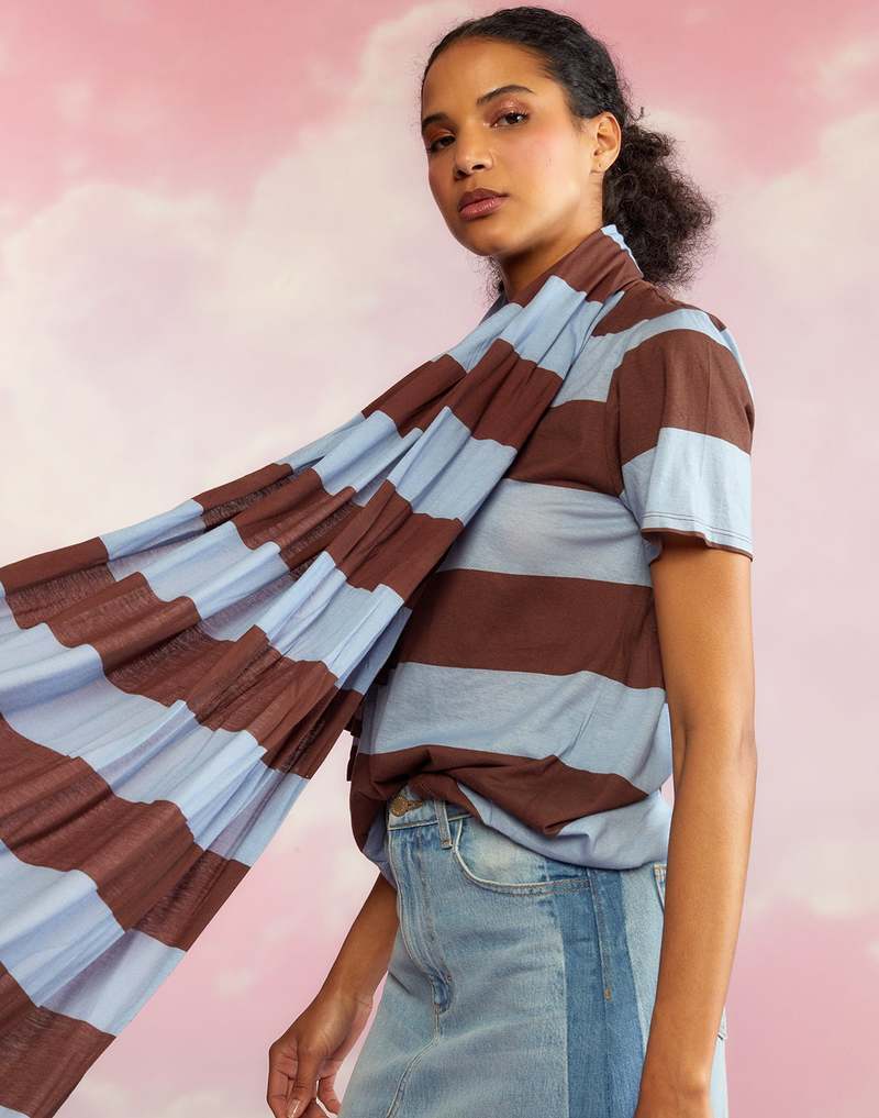 Cynthia Rowley Everyday Striped Tee - Blue/Brown Stripe Cynthia Rowley Everyday Striped Tee - Blue/Brown Stripe