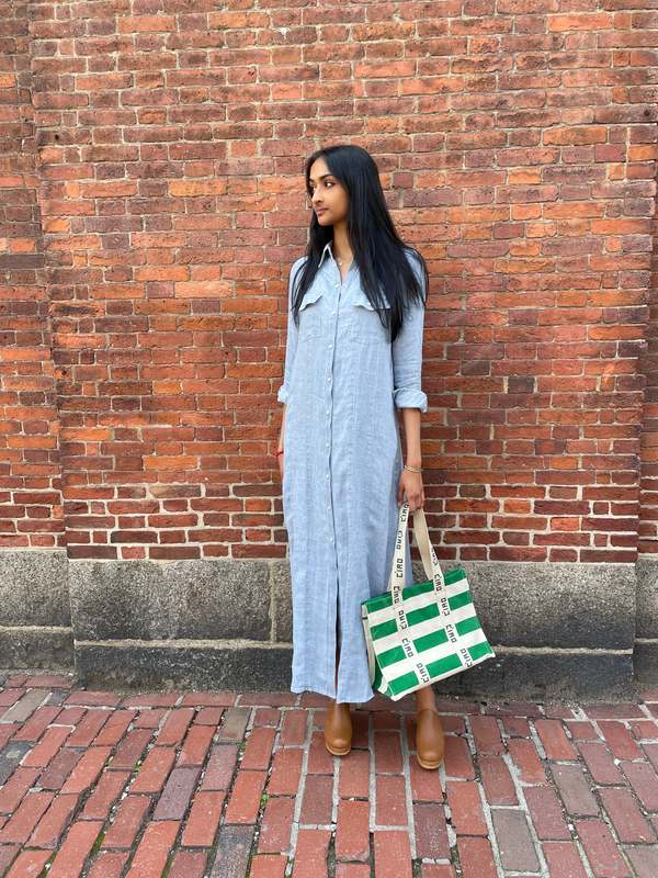 fitted lace wedding dress Denim Maxi Shirt Dress main image 0