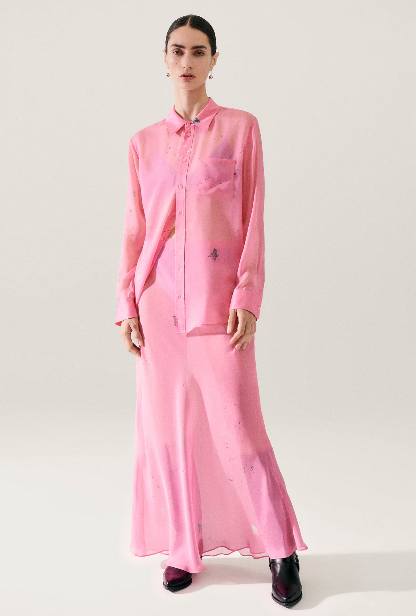 Silk Laundry Long Bias Cut Skirt (Pine) main image 1