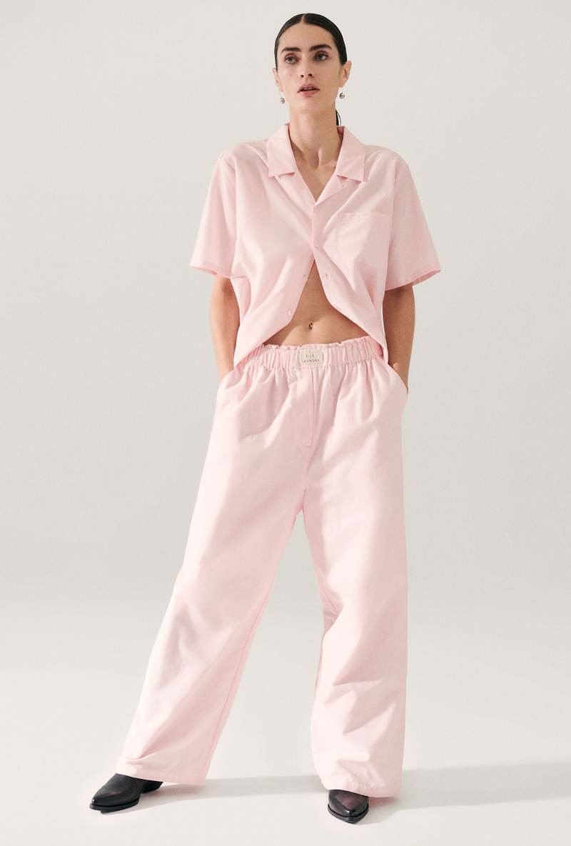 Silk Laundry Cotton Silk Paper Bag Pants - Hydrogen