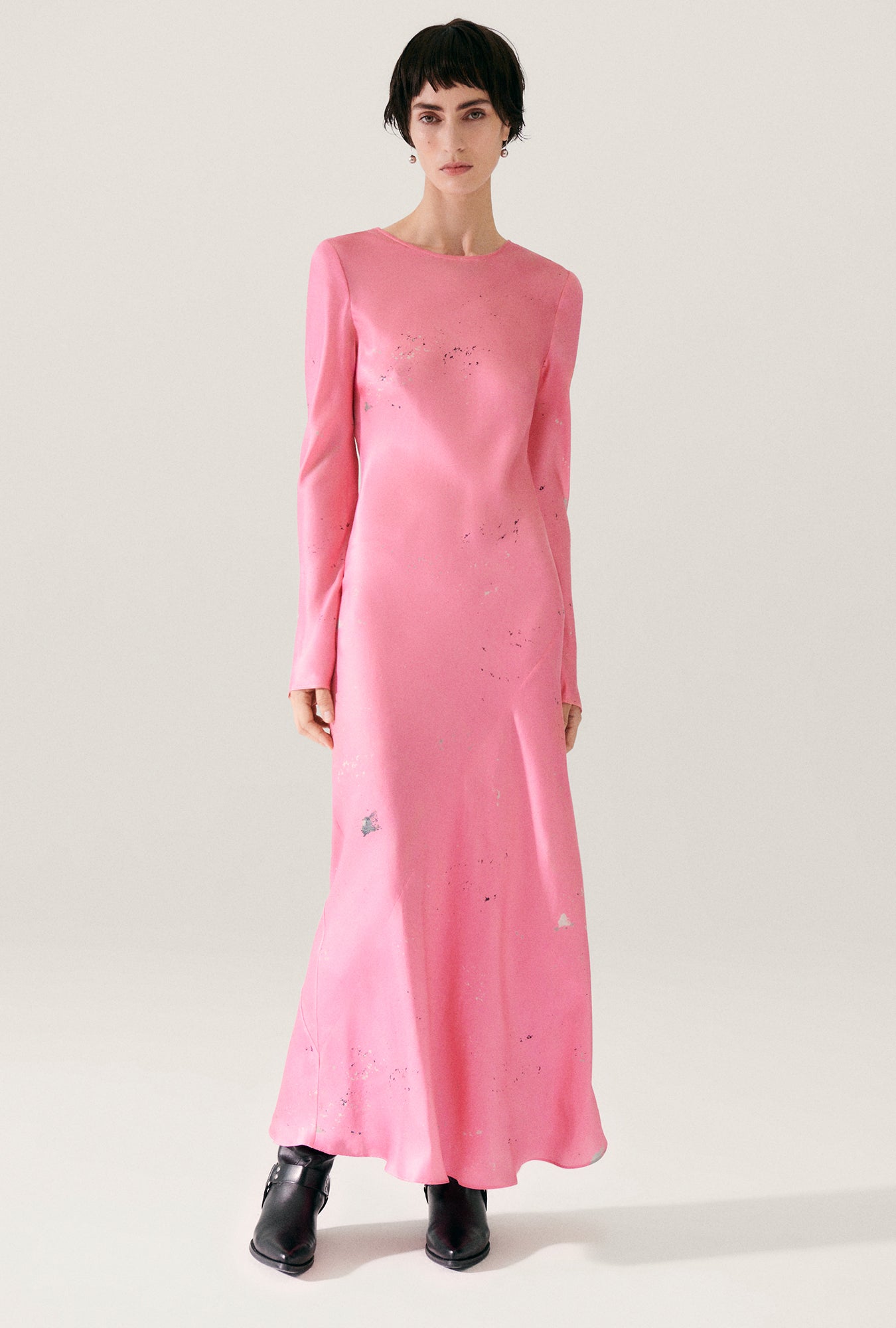 silk laundry long sleeve dress Silk Laundry Silk Laundry Long Sleeve Bias Dress in Calla Green