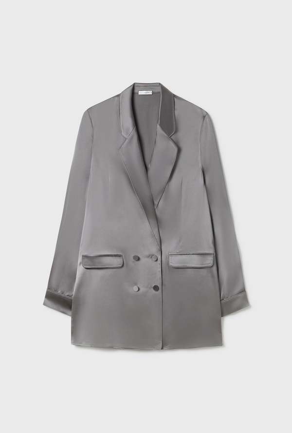 Silk Laundry Relaxed Blazer - Grey Pearl