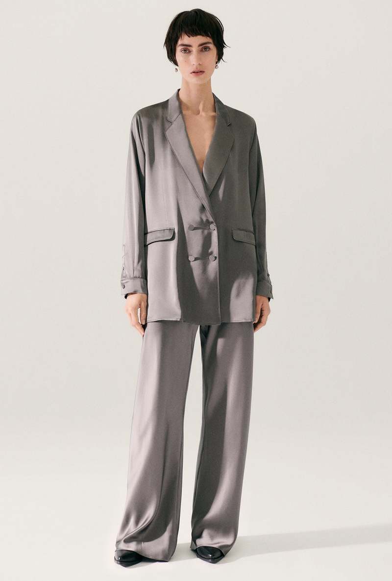 Silk Laundry Relaxed Blazer - Grey Pearl