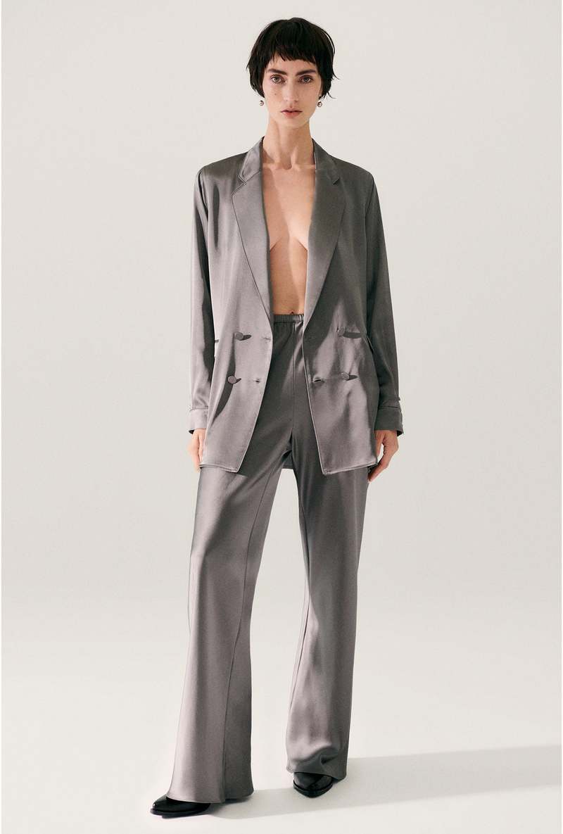 Silk Laundry Relaxed Blazer - Grey Pearl