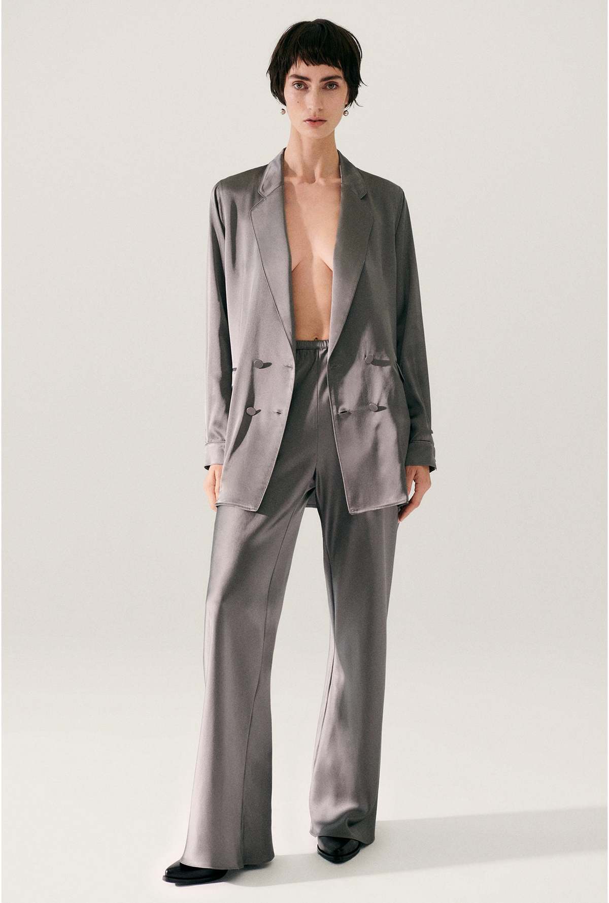 Silk Laundry Relaxed Blazer - Grey Pearl - Image 4 of 5