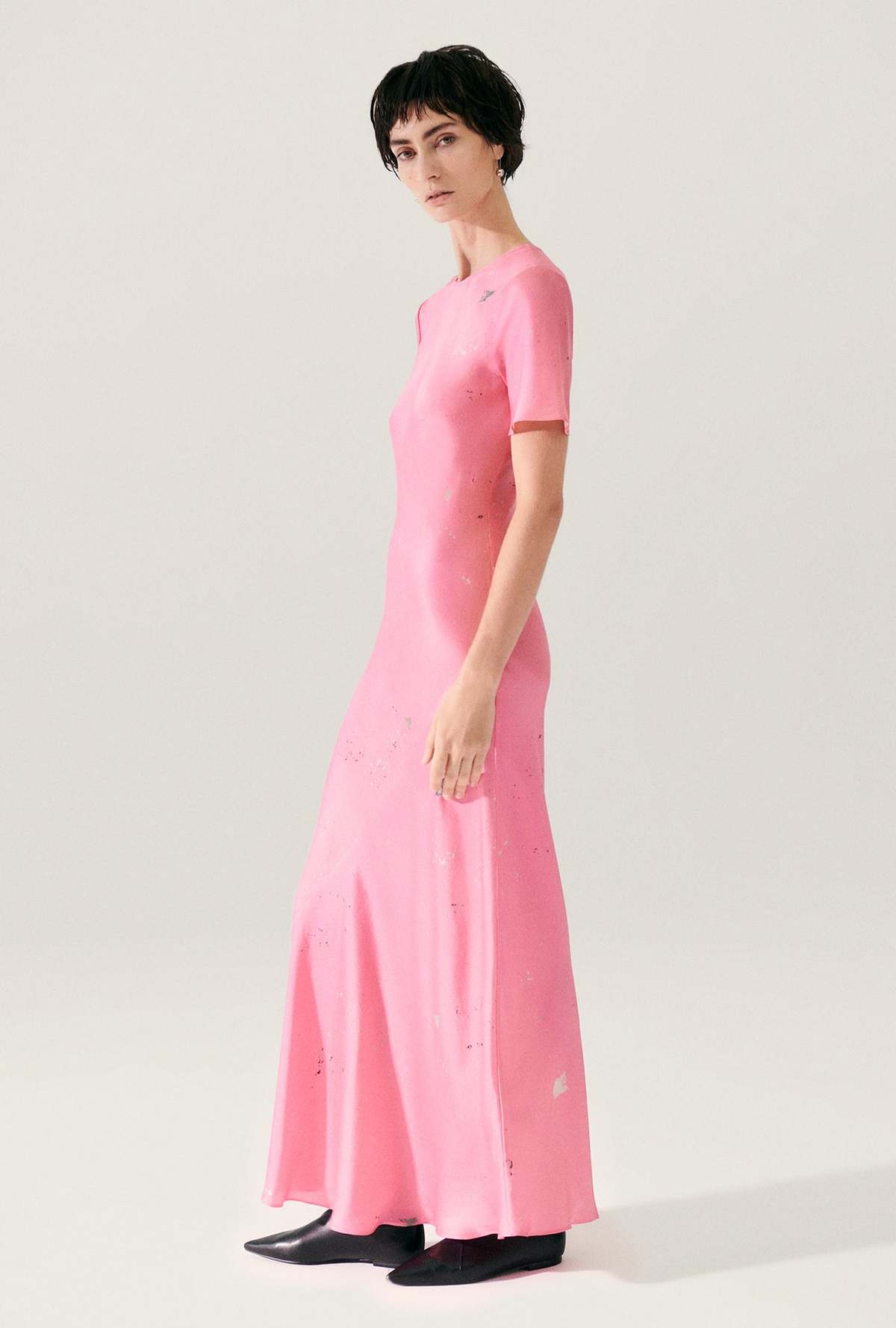 Silk Laundry Short Sleeve Bias Dress - Hog Wash - Image 1 of 5