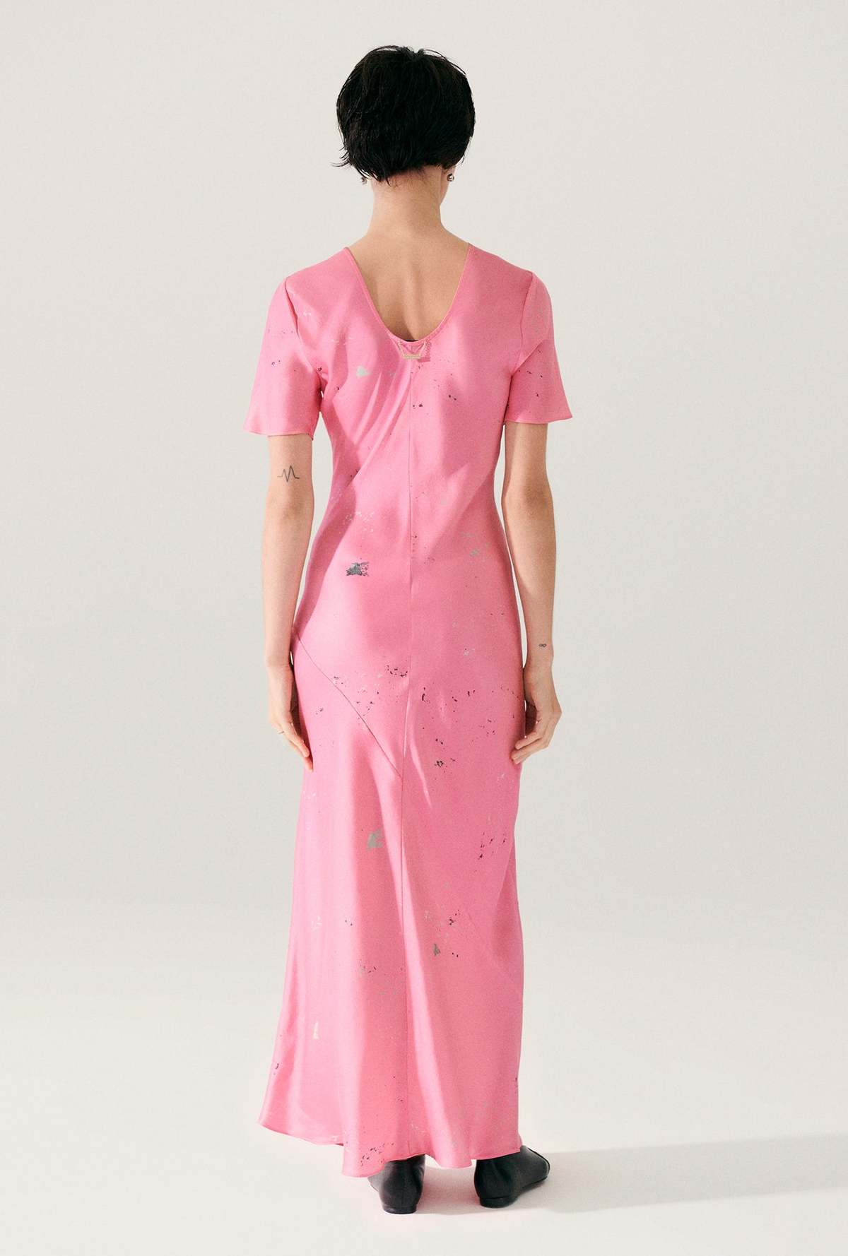 Silk Laundry Short Sleeve Bias Dress - Hog Wash - Image 2 of 5