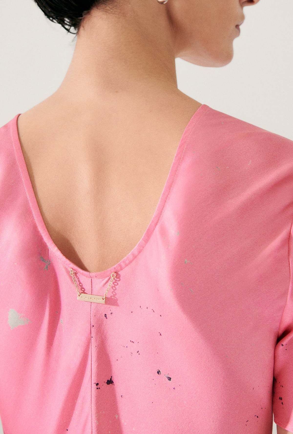 Silk Laundry Short Sleeve Bias Dress - Hog Wash - Image 4 of 5