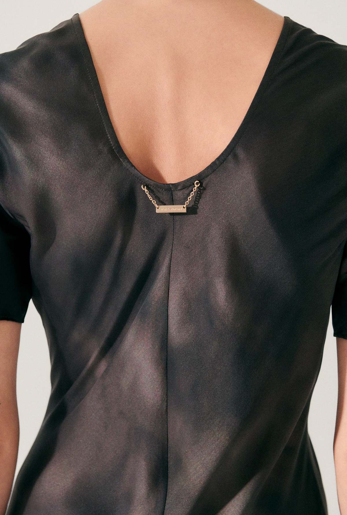 Silk Laundry Short Sleeve Bias Dress - Smoke - Image 5 of 6