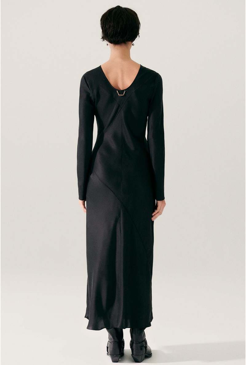 silk laundry black dress Halter Dress Black