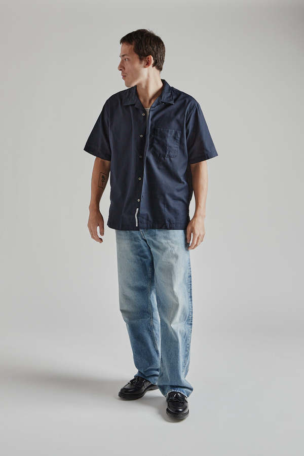 Nanamica Open Collar Panama S S Shirt - Navy | Garmentory