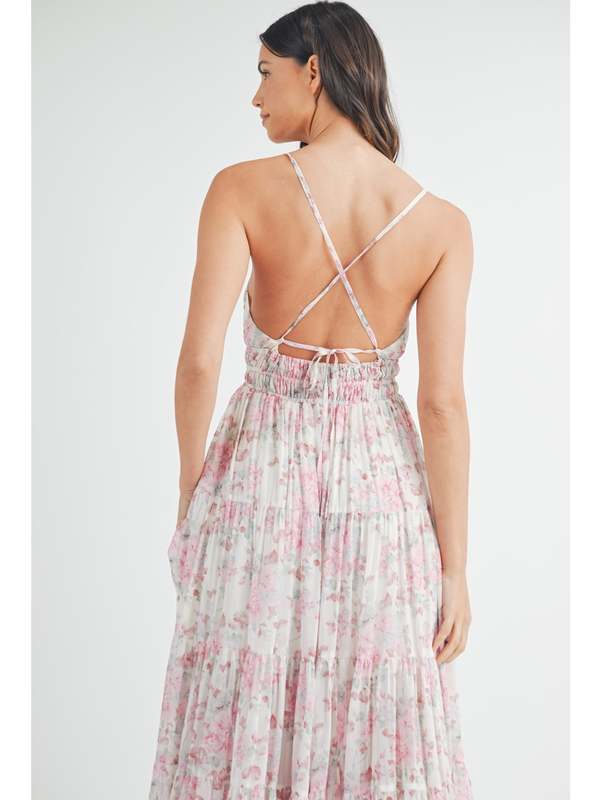 mable Brie Tiered Maxi Dress - Pink | Garmentory mable Brie Tiered Maxi Dress - Pink | Garmentory